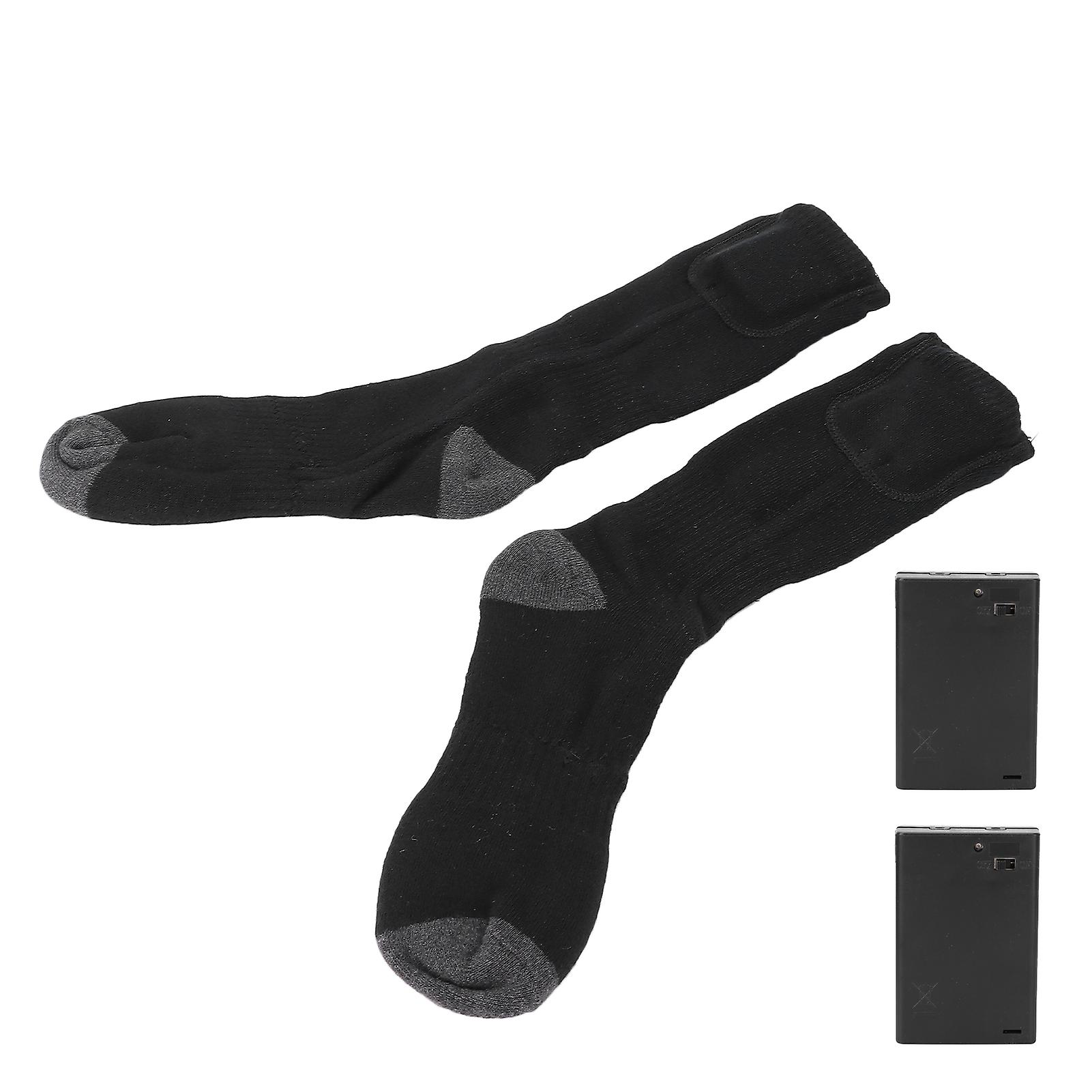 Winter Outdoor Sports Thicken Electric Heated Socks Battery Heating Cotton Stockings Black