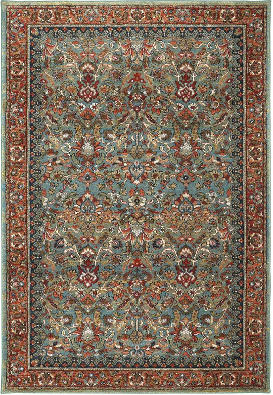 Spice Market 5 x 8 Garnet Red and Aquamarine Blue Rug