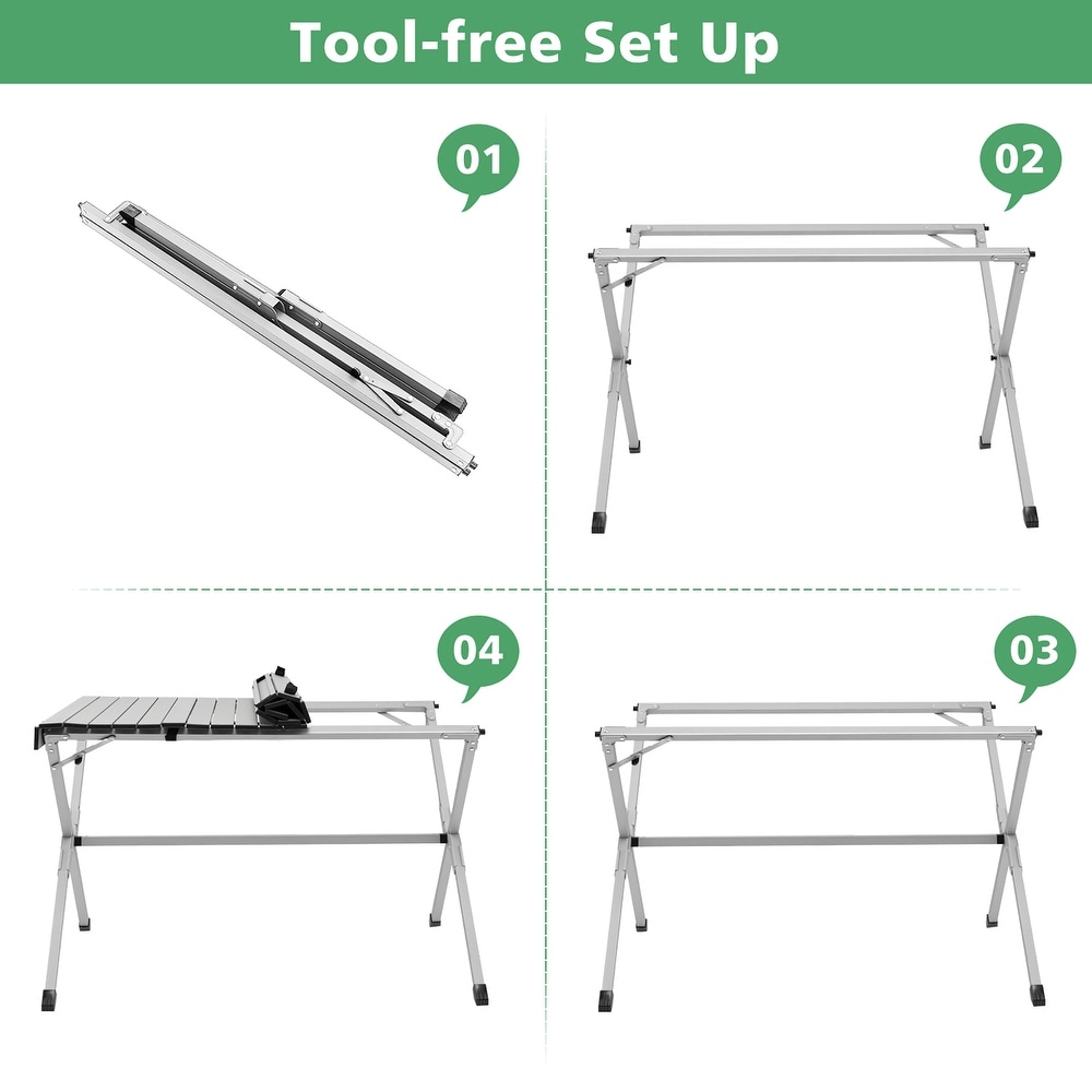 Costway 4 6 Person Portable Aluminum Camping Table Lightweight Roll Up   See Details