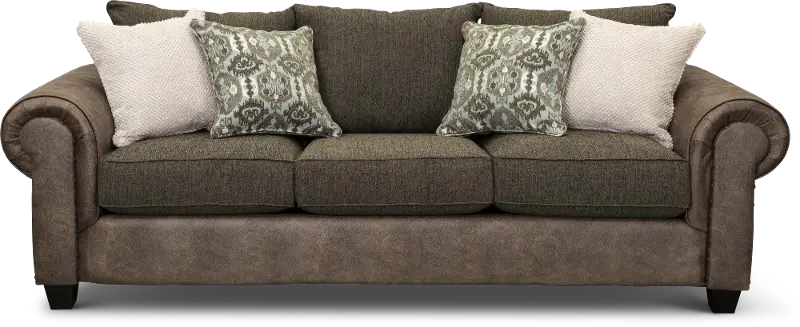 Traditional Two-Tone Brown Sofa - Lonestar