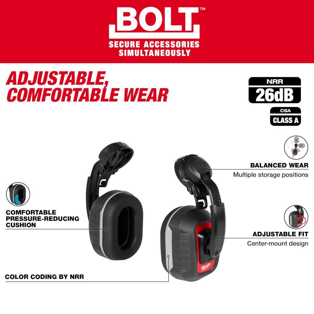 MW BOLT Earmuffs with Noise Reduction Rating of 26 dB 48-73-3251