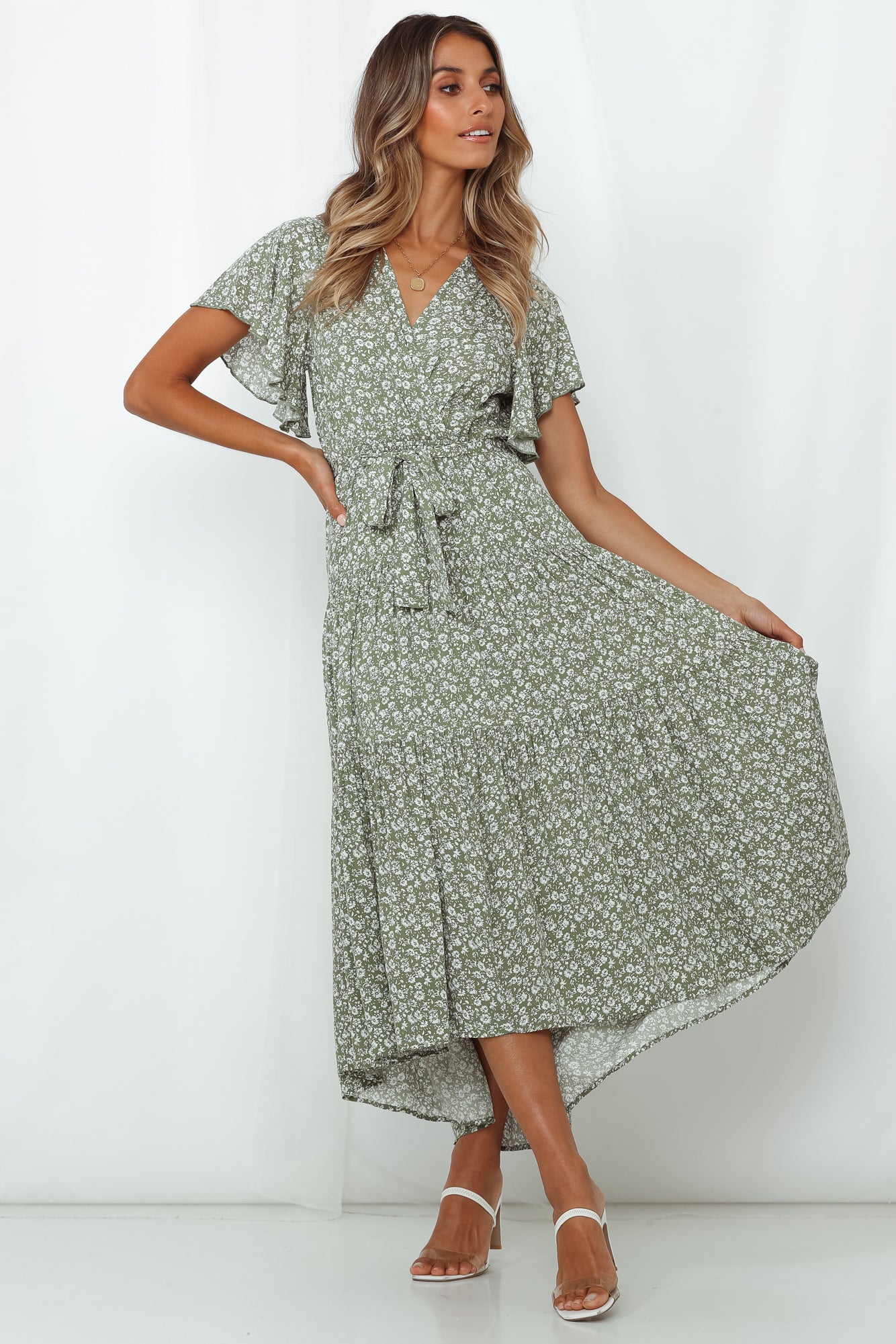 Kisses And Chocolate Maxi Dress Olive