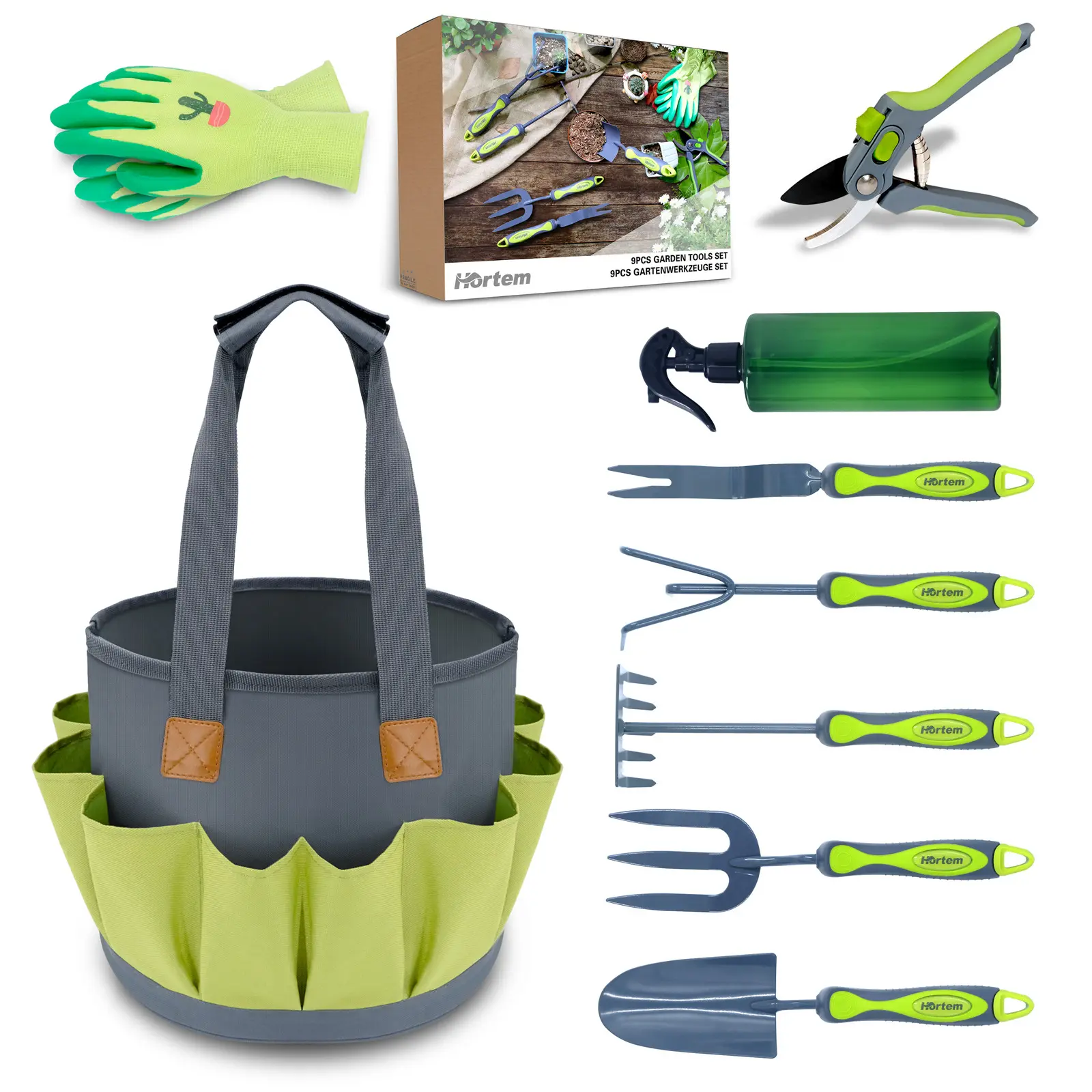 Hot Sale Carbon Steel Ergonomic Handles  Planting Hand Tool Kit With Garden Gifts 7 Piece