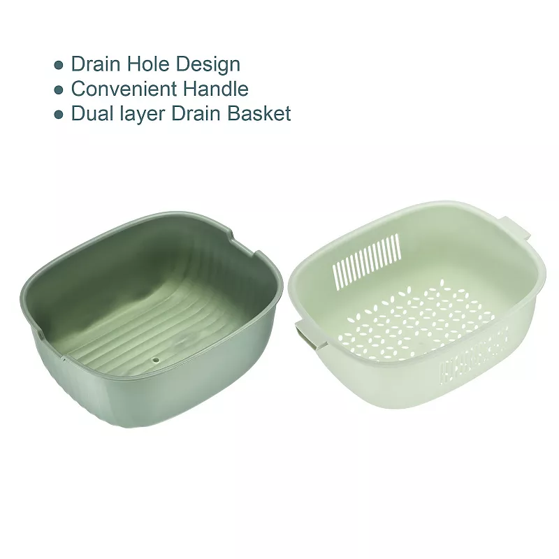 Colander Bowl Strainers Set 2PCS， Plastic Drain Basket Washing Colander