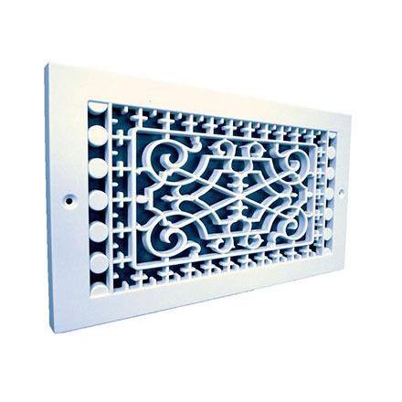 SMI Ventilation Products Victorian Base Board 10 in. x 6 in. 7-34 in. x 11-34 in. Overall Size Polymer Decorative Return Air Grille White VBB610