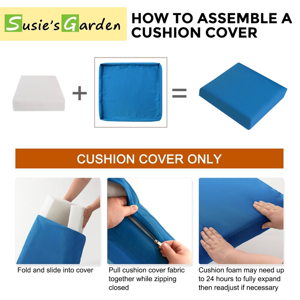 6 Pcs Outdoor Cushion Covers 23x25x4 Patio Cushions Covers Replacement Waterproof with Zipper   Covers Only