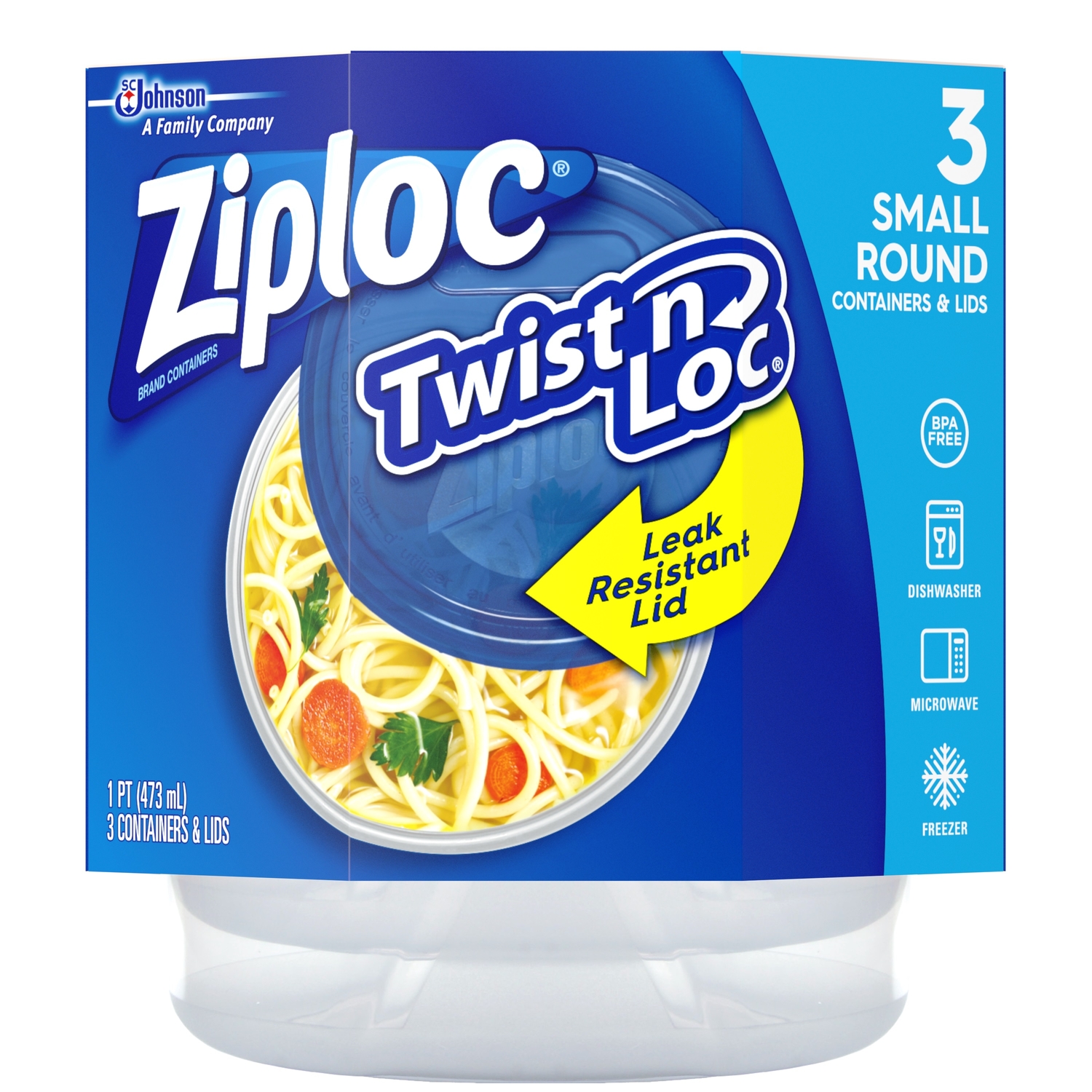 Ziploc Twist N Loc 16 oz Clear Food Storage Container 3 pk