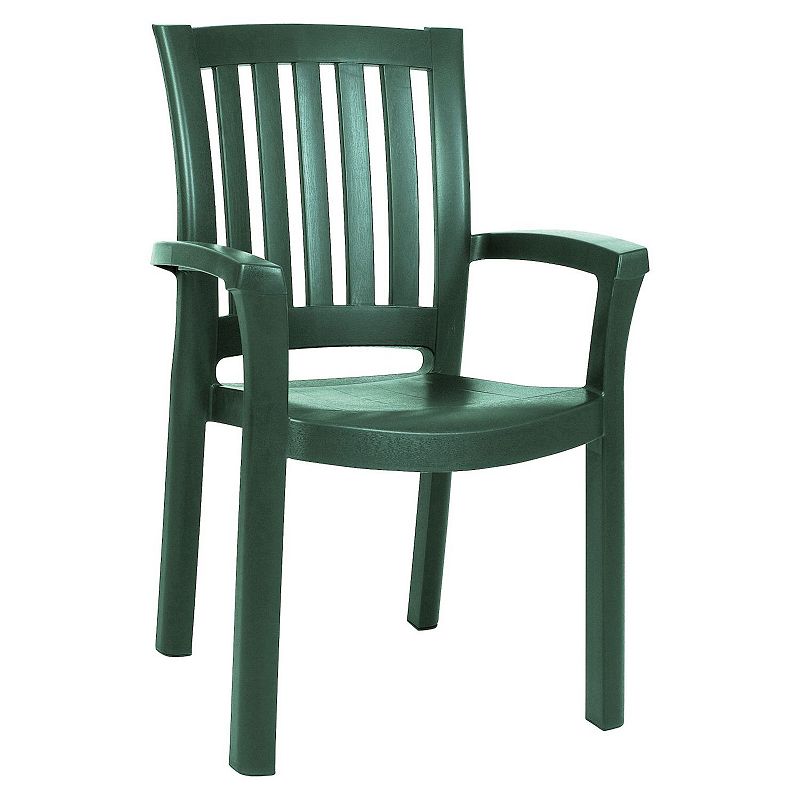 35.5 Green Resin Solid Stackable Weather Resistant Dining Arm Chair