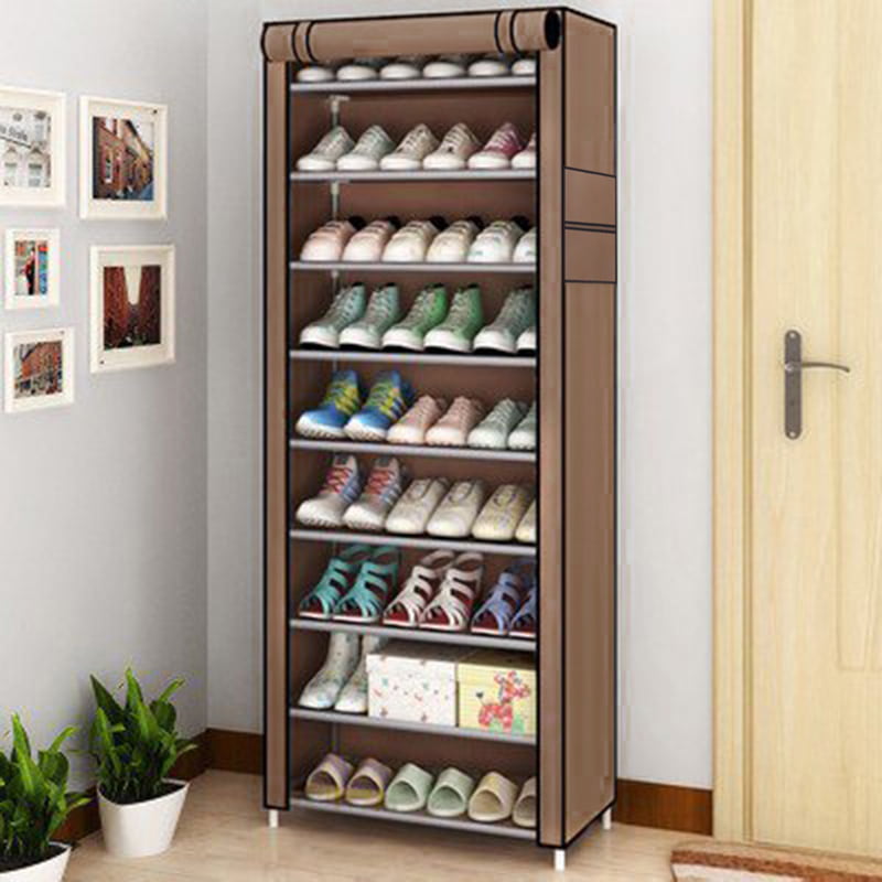 Vebreda 10 Tier Shoe Rack， Shoe Storage Cabinet with Dustproof Cover， Free Standing Shoe Storage Organizer for Closet， Entryway