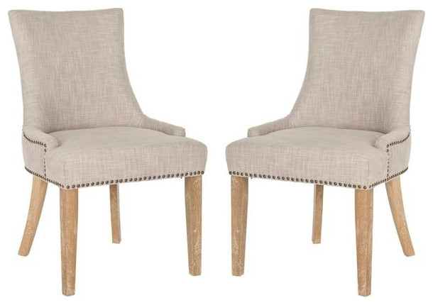 Bonnie 19  x27 x27h Dining Chair set of 2 Brass Nail Heads Grey   Transitional   Dining Chairs   by AED Luxury Home Decor  Houzz