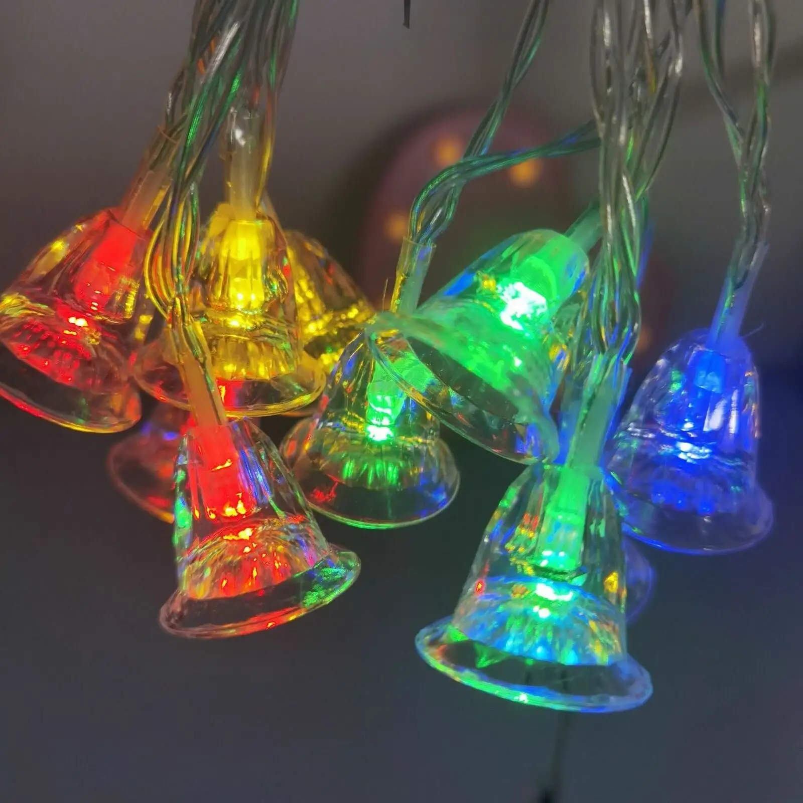 LED Bell Hanging Lights String Fairy Lights Battery Powered Remoted - Colorful