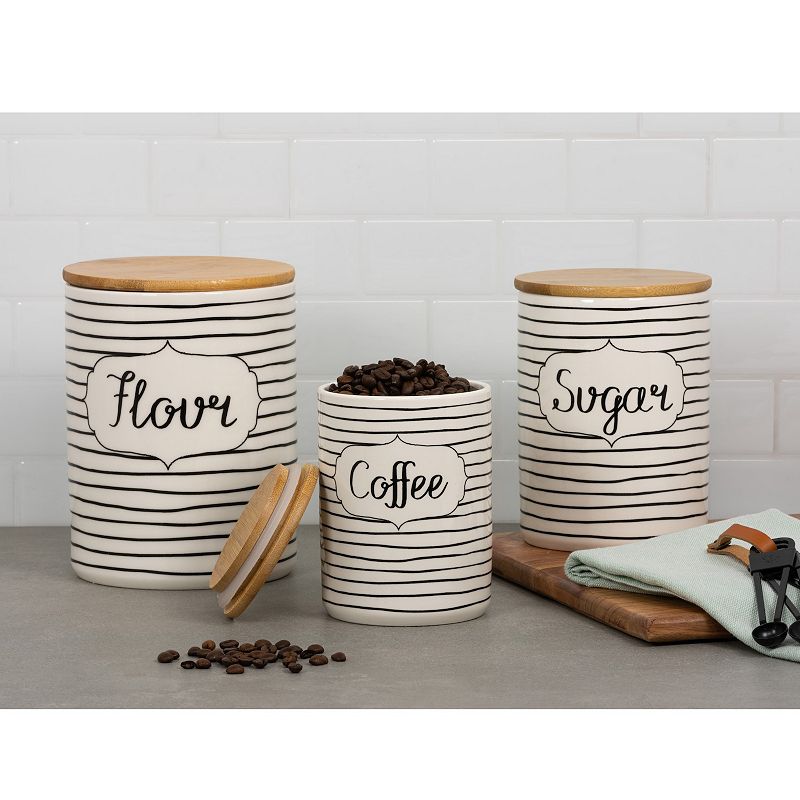 10 Strawberry Street Everyday 3-pc. Coffee， Sugar and Flour Ceramic Canister Set