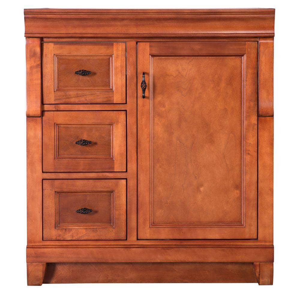 Home Decorators Collection Naples 30 in W 2163 in D Vanity Cabinet Only in Warm Cinnamon with Left Hand Drawers