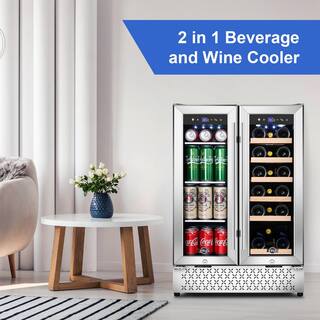 Tylza Dual Zone 24 in. 18-Bottle Wine and 57-Can Built-In and Freestanding Beverage Cooler in Stainless Steel with Safety Lock TYBC120-TYBC120