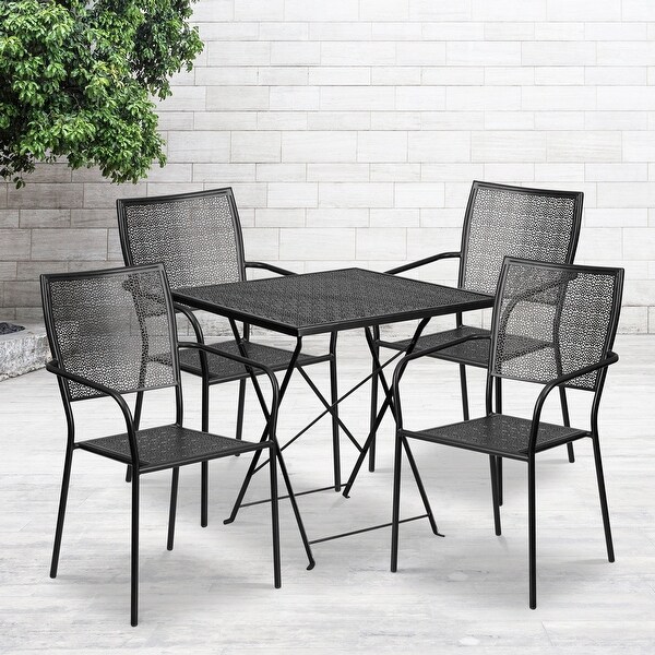 28-inch Square 5-piece Indoor/ Outdoor Folding Table and Chairs Set -  - 27415337