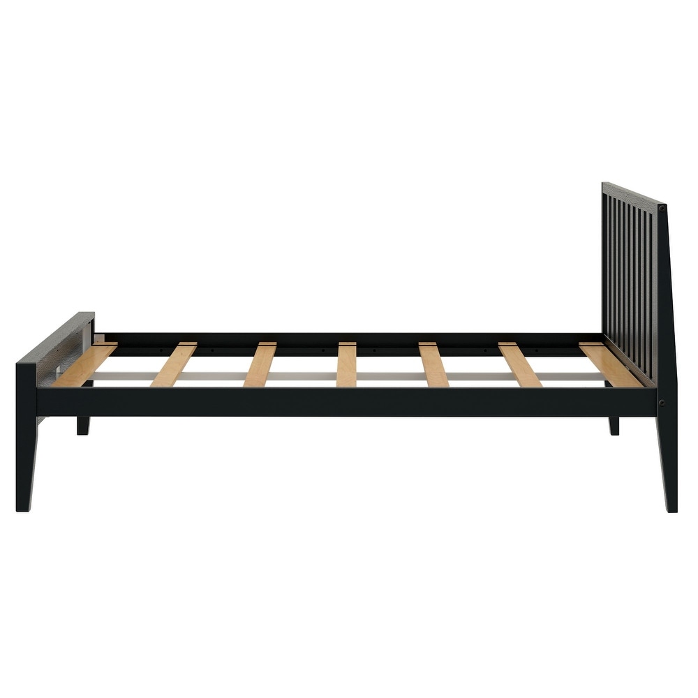 Plank and Beam Modern Full Size Bed with Slatted Headboard