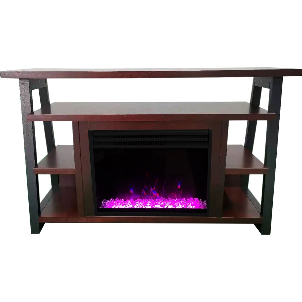 Cambridge 32 In. Sawyer Industrial Electric Fireplace Mantel with Deep Crystal Display and Color Changing Flames  Mahogany