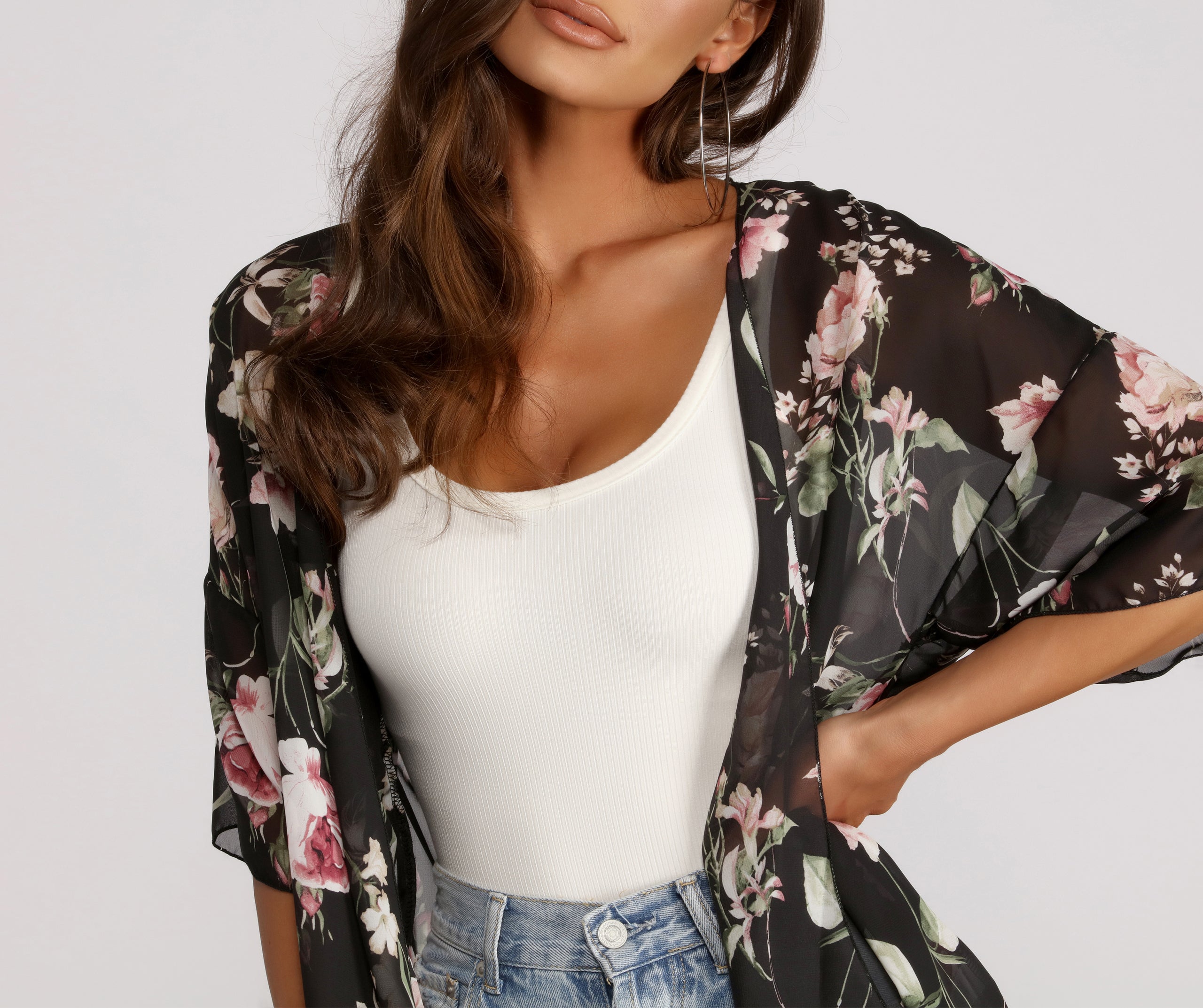 Floral Moment Chiffon Kimono