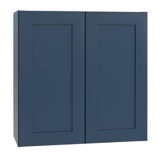 Home Decorators Collection Newport Blue Painted Plywood Shaker Stock Assembled Wall Kitchen Cabinet Soft Close 30 in. x 30 in. x 12 in. W3030-NMB