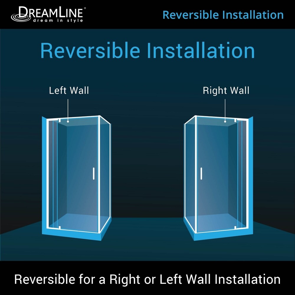 DreamLine Flex 36 in. D x 36 in. W x 76 3/4 in. H Pivot Shower Enclosure  Shower Base and Backwall Kit   36\