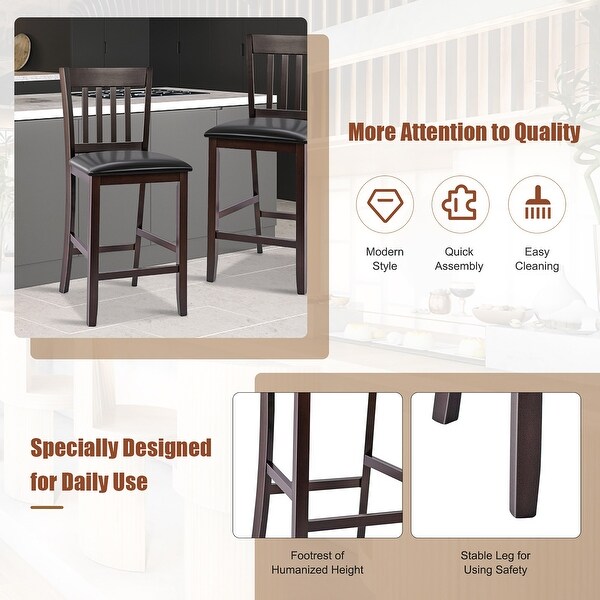 Set of 2 Bar Stools Counter Height Pub Chairs Armless Bar Chairs