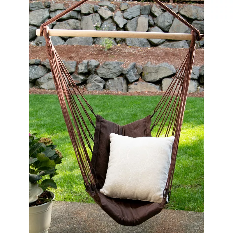 Dark Brown Recycled Cotton Garden Swing Chair