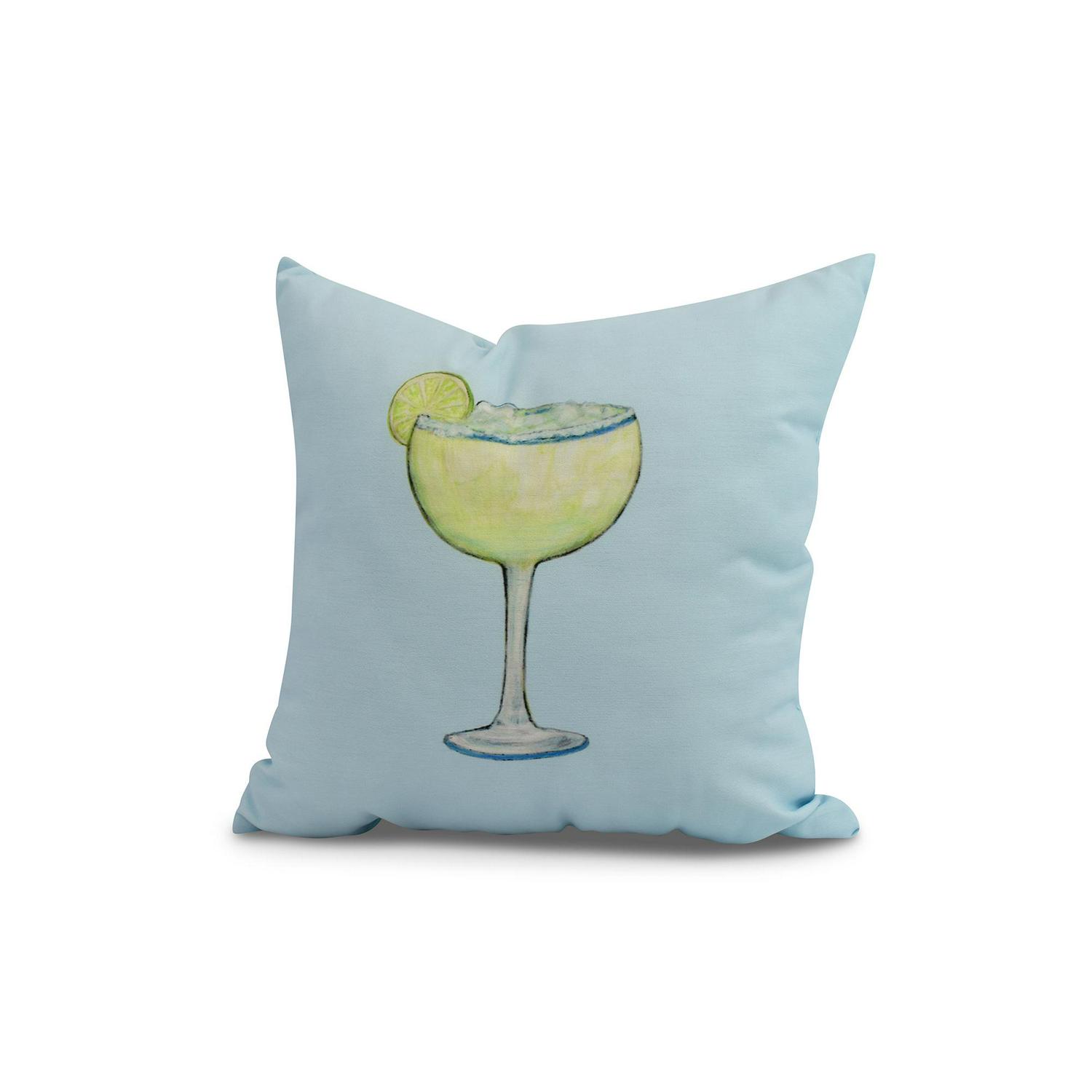 Simply Daisy 20  x 20  Margarita Plain Geometric Print Outdoor Pillow Pale Blue  Crowdfused