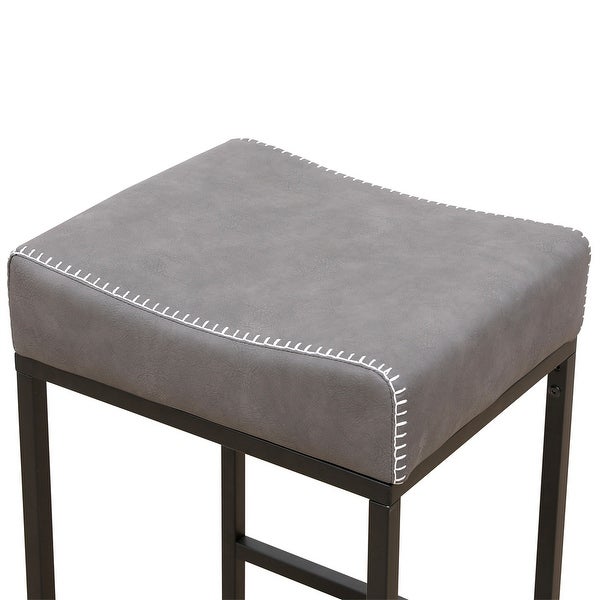 Modern Upholstered PU Leather Barstools with Metal Legs (Set of 2)