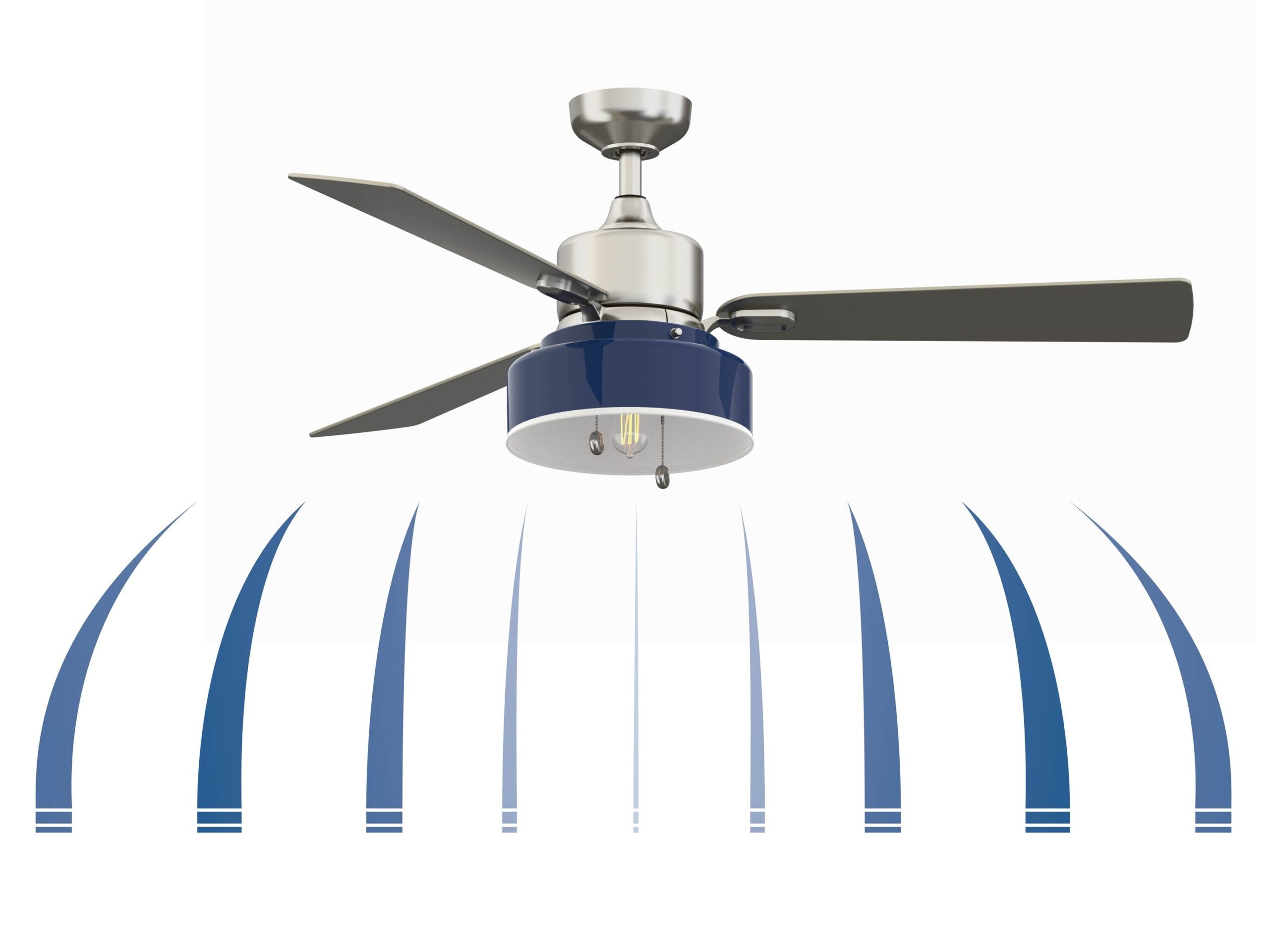 Fanimation Studio Collection Navy 52-in Brushed Nickel LED Indoor Ceiling Fan with Light (3-Blade)