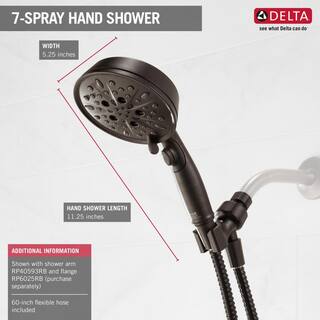 Delta 7-Spray Patterns 1.75 GPM 5.25 in. Wall Mount Handheld Shower Head in Venetian Bronze 75723RB