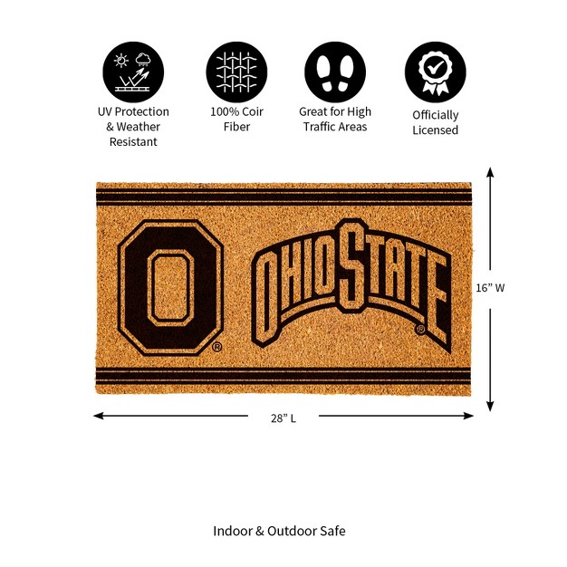 Evergreen Ohio State University Logo Turf Mat Brown 28 X 16 Inches Indoor Outdoor Doormat