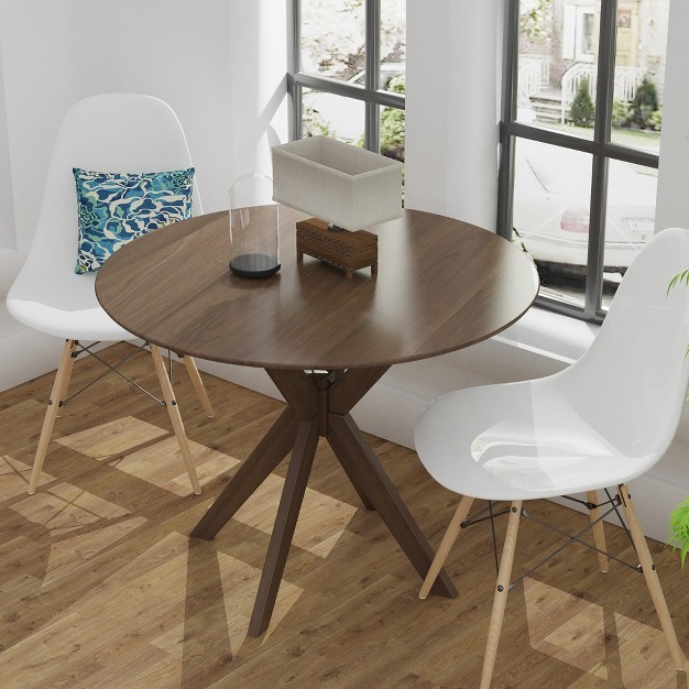 Costway Modern Round Wood Dining Table 35 x27 x27 W Solid Wood Legs amp Base For Home Office