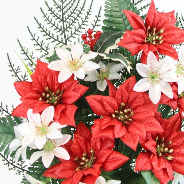 Memorial Christmas Poinsettia Cemetery Vase