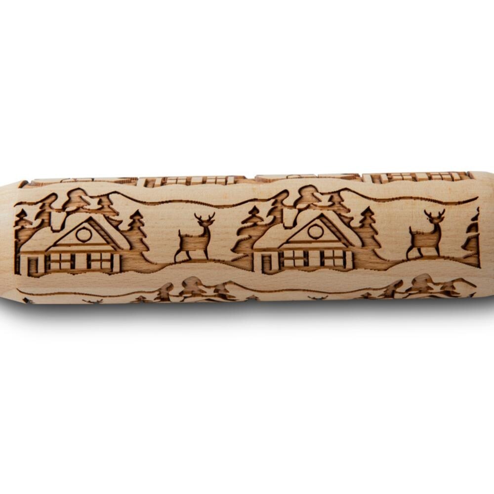 Nordic Ware Brown Woodland Cottage Embossing Rolling Pin