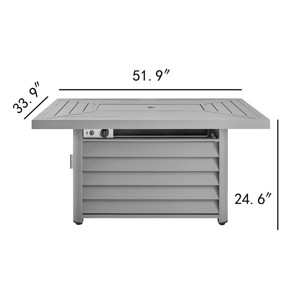 CORVUS Wevok Rectangle Aluminum Propane Fire Pit Table FP023