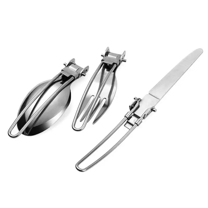 Long Cooker Folding Knife Spoon Stainless Steel Cutlery Set Combination Fork and Fork Cutlery Cutlery Tableware Picnic Camp