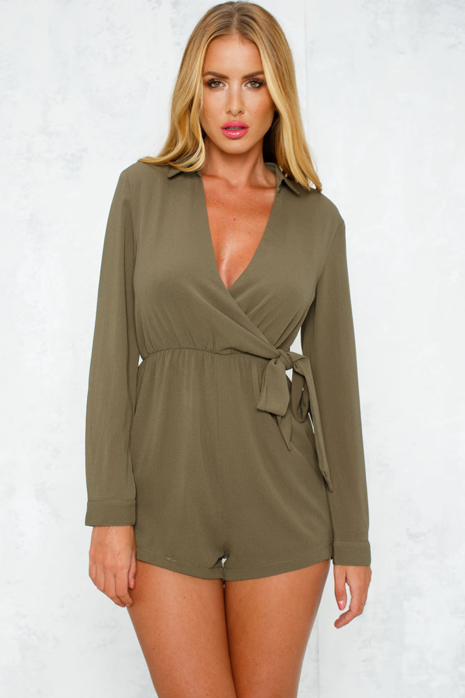 Long Lunch Romper Khaki