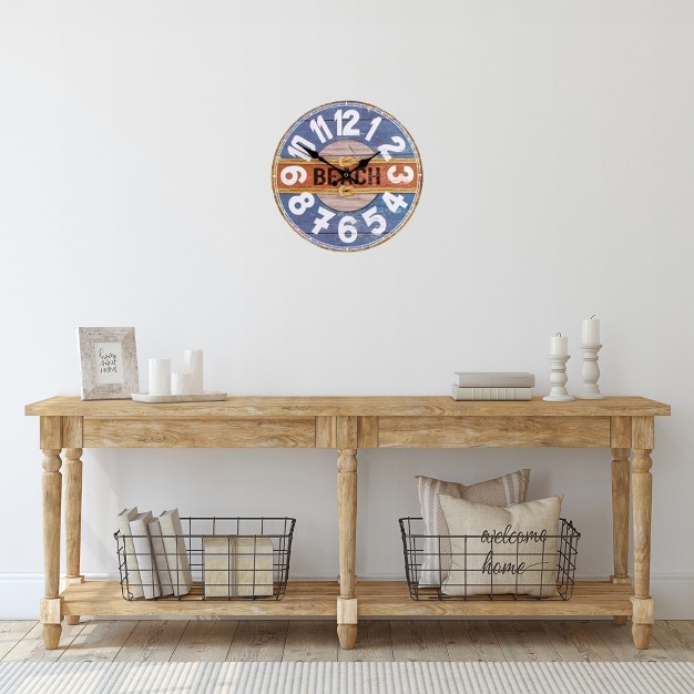 Battery Operated quot beach quot Round Wall Clock