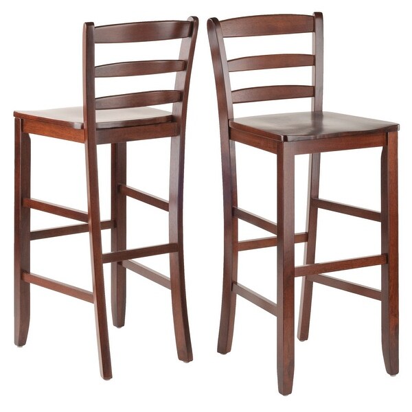 Wood Benjamin Ladder-Back Bar Stools， Set of 2， Walnut Finish