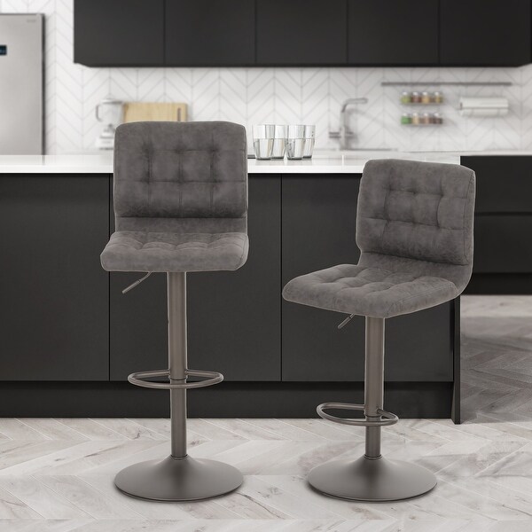 2-Piece Modern PU Leather Adjustable Swivel Bar Stools