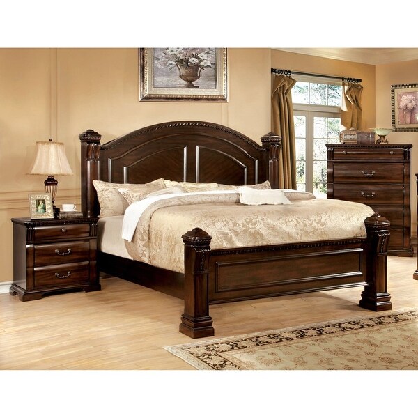 Furniture of America Tay Traditional Cherry Bed and Nightstand - - 10001125