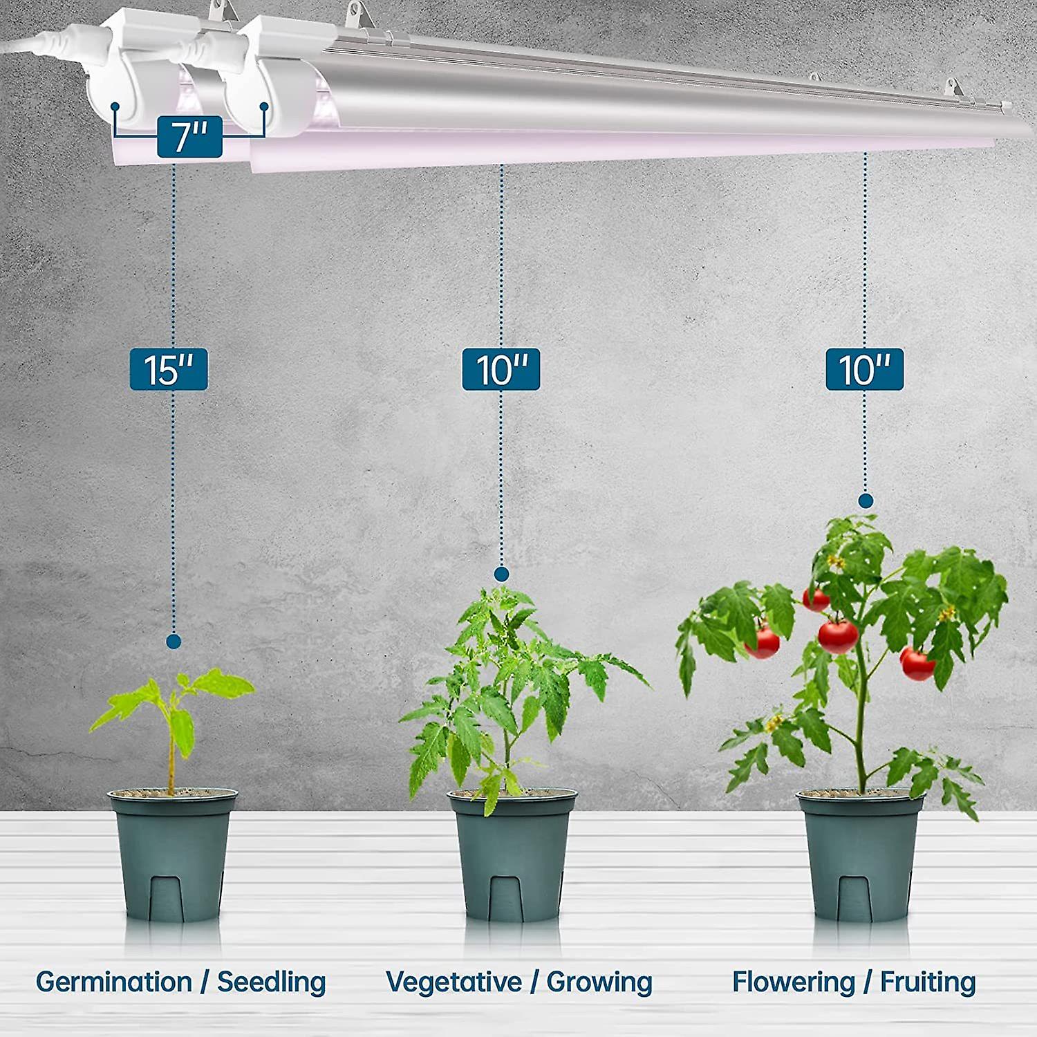 Plant Grow Light， 252w(6 X 42w， 1400w Equivalent)， Full Spectrum， Led Grow Light Strips， T8 Integrated Growing Lamp Fixture， Grow Shop Light， With On/