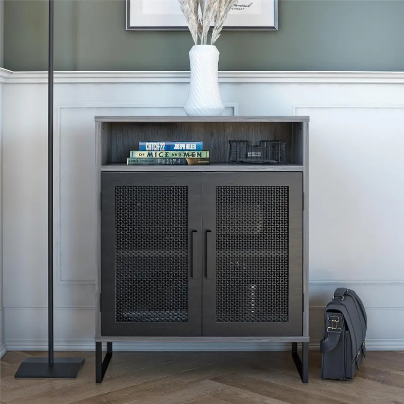 Purdue Gray Oak Storage Cabinet