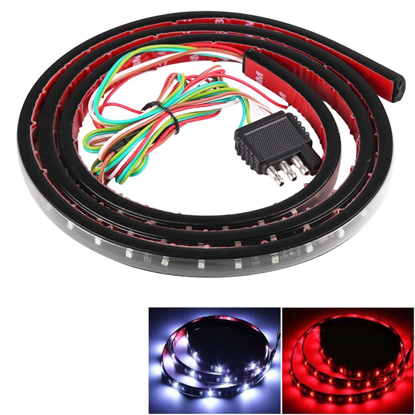 60 Inch LED Truck Tailgate Light Bar Strip， EEEkit Weatherproof Red White Reverse Brake Light with 90 LED， Multi-Function Turn Signal Running for Truck， SUV， RV， Trailer