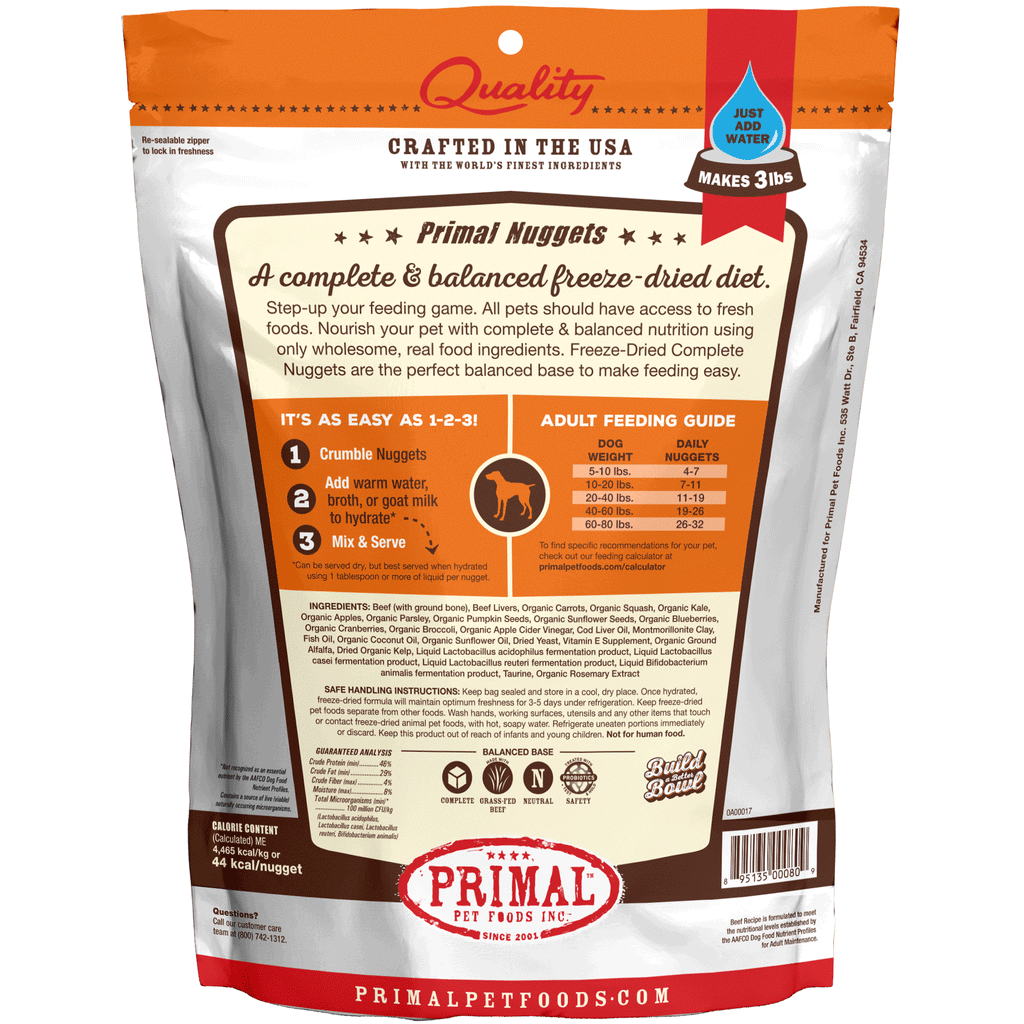 Primal Freeze-Dried Beef Formula Dog Food