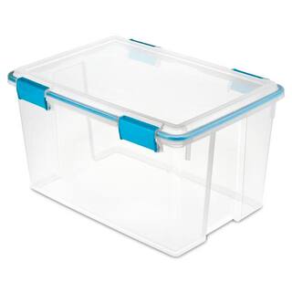 Sterilite 54 Qt. Plastic Stackable Storage Bin with Gasket Latch Lid Clear (4-Pack) 4 x 19344304