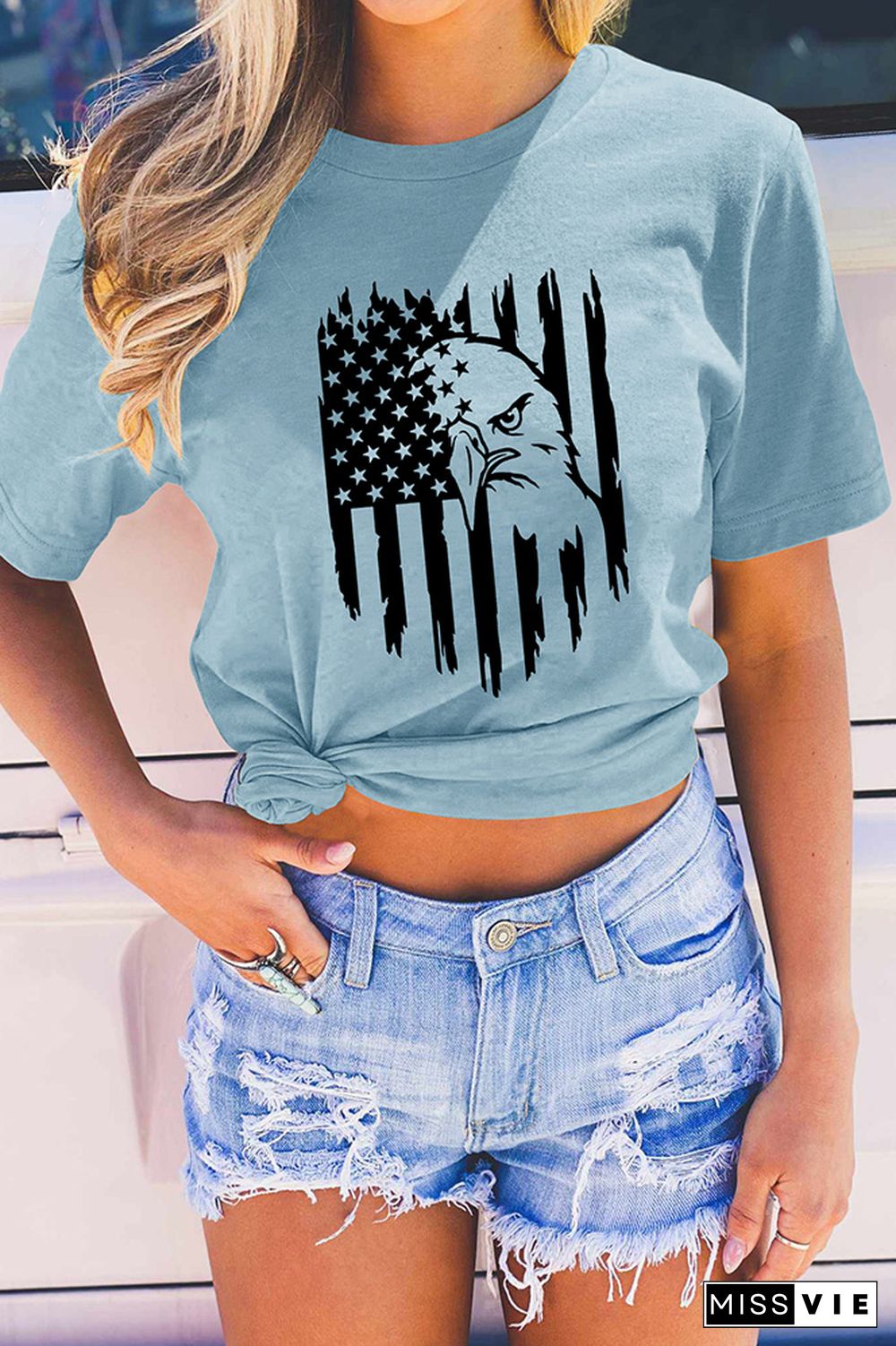 US Flag Print Graphic Tee