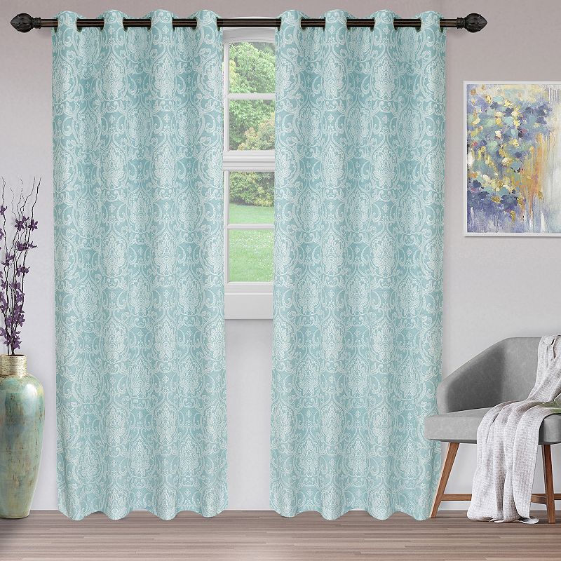 Superior Lotus Jacquard Pair of 2 Window Curtain Panels