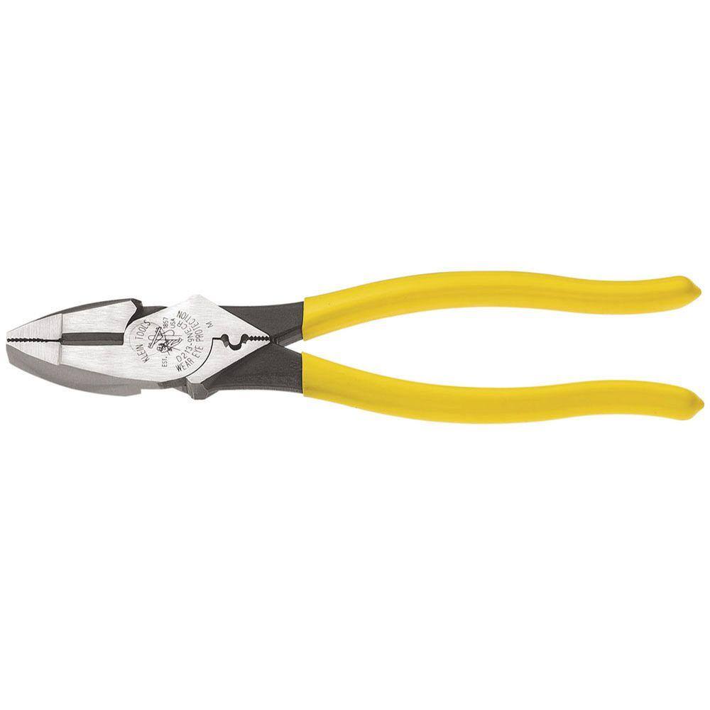 Klein Tools 9 in. High Leverage Side Cutting Pliers with Crimping Die D213-9NECRSEN