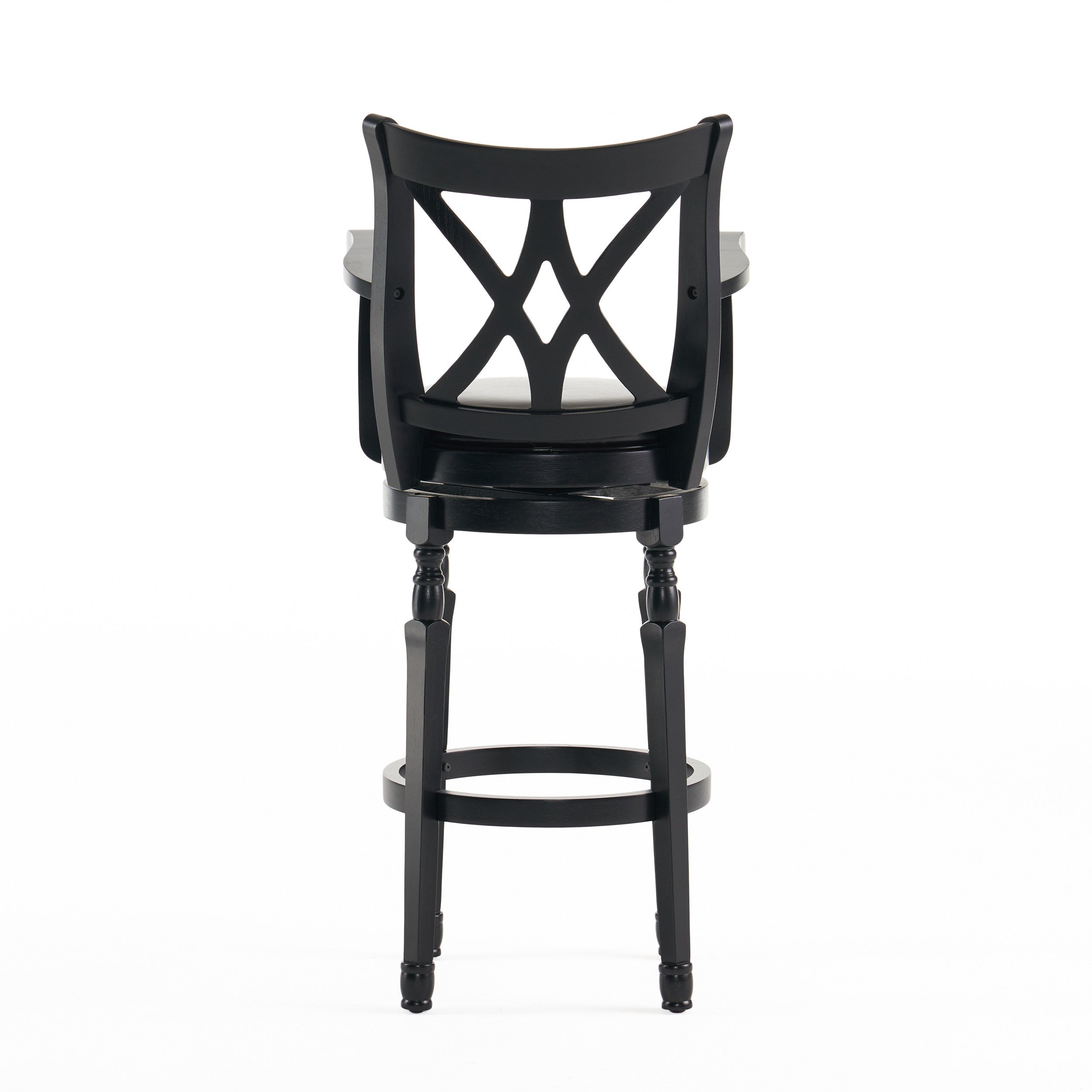 Montreal Farmhouse Black Bonded Leather Swivel Barstool with Arms